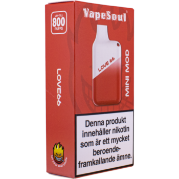 Vapesoul Mini Mod Love 66 20 mg - Enhetsförpackning från sidan