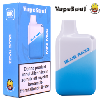 Vapesoul Mini Mod Blue Razz 20 mg enhet och enhetsförpackning