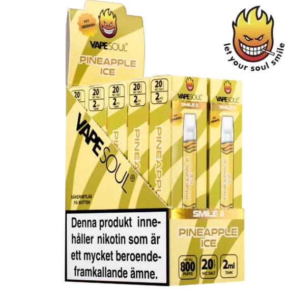 VAPESOUL Smile II Pineapple Ice 20 mg säljs i 10-pack