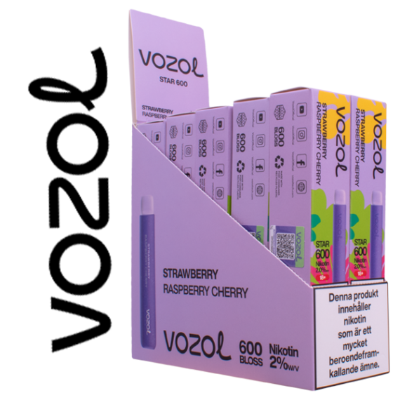 VOZOL Star 600 Strawberry Raspberry Cherry 20 mg tiopack