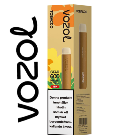 VOZOL Star 600 Tobacco 20 mg e-cigarett.