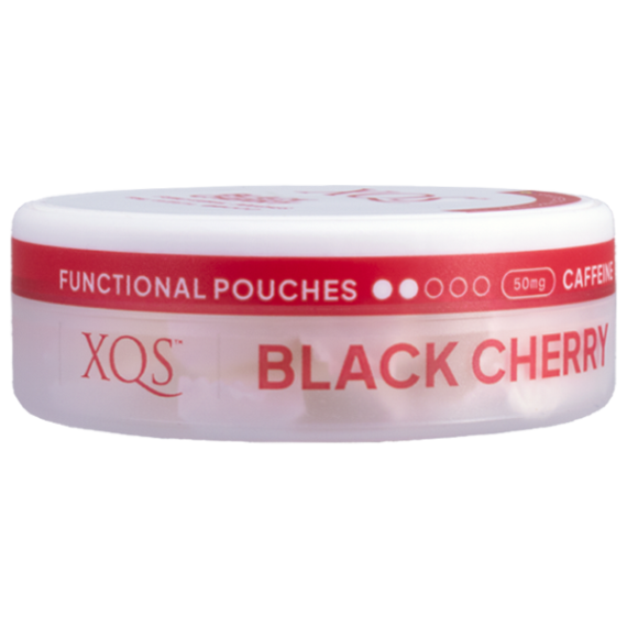 XQS Black Cherry Functional Pouches med genomskinlig dosa.