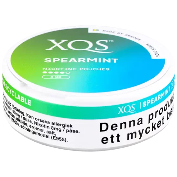 XQS Spearmint Strong Slim All White 16 mg Dosa Burk Förpackning