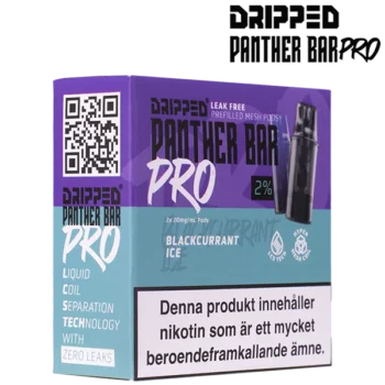 Dripped Panther Bar Pro Blackcurrant Ice 20 mg Förpackning i profil