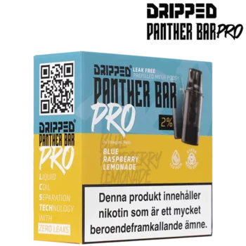 Dripped Panther Bar Pro Blue Raspberry Lemonade 20 mg Förpackning i profil