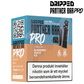 Dripped Panther Bar Pro Blueberry Peach Ice 20 mg Förpackning i profil