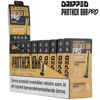 Dripped Panther Bar Pro Batteri Champagne Gold Displayförpackning