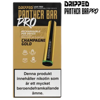 Dripped Panther Bar Pro Batteri Champagne Gold Förpackning