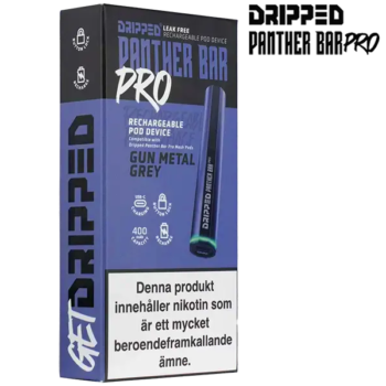 Dripped Panther Bar Pro Batteri Gun Metal Grey Förpackning i profil