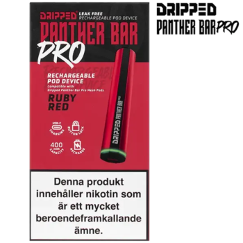 Dripped Panther Bar Pro Batteri Ruby Red Förpackning