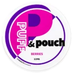 Puff & Pouch Berries - Framsidan beskriver tydligt vilken smak dosan innehåller.