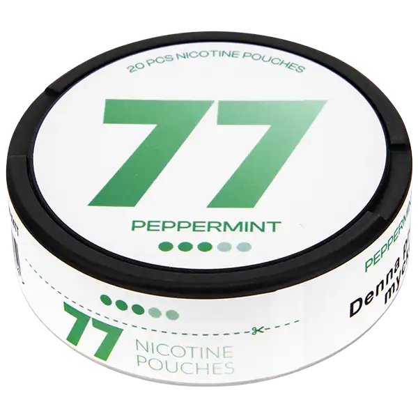 77 Peppermint Medium dosa logotyp mint vitt snus