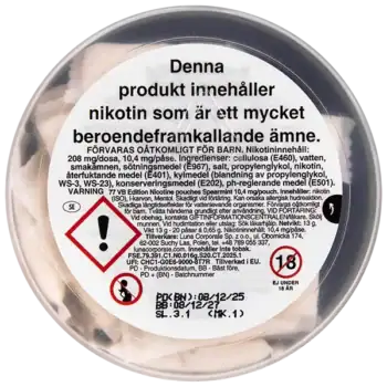 77 Spearmint VB Medium dosa baksida varningstext innehåll