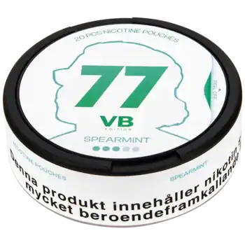 77 Spearmint VB Medium dosa logotyp mint vitt snus