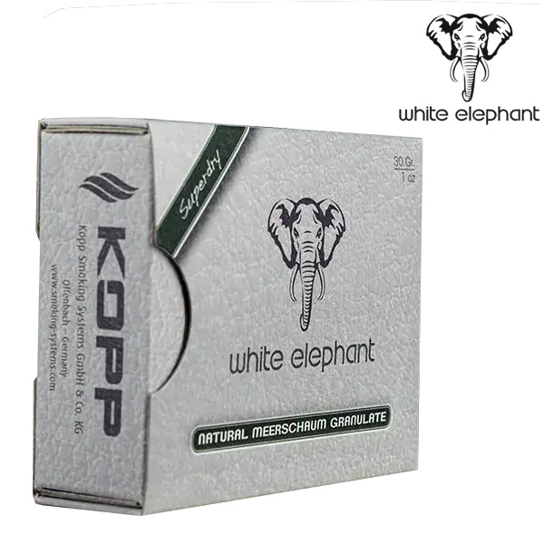 White Elephant Superdry Granulate förpackning vinkel piptillbehör premium