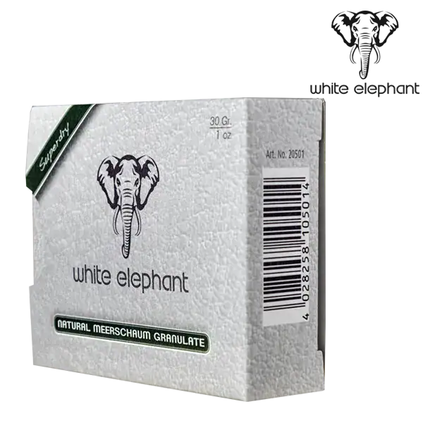 White Elephant Superdry Granulate förpackning sida piptillbehör